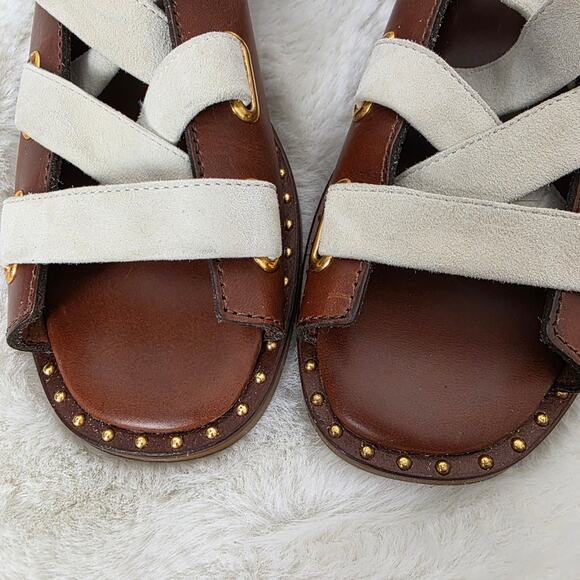 NEW Maje Fidil Lace Up Marron Gladiator Leather Sandal Mules US 8.5 - Picture 3 of 12